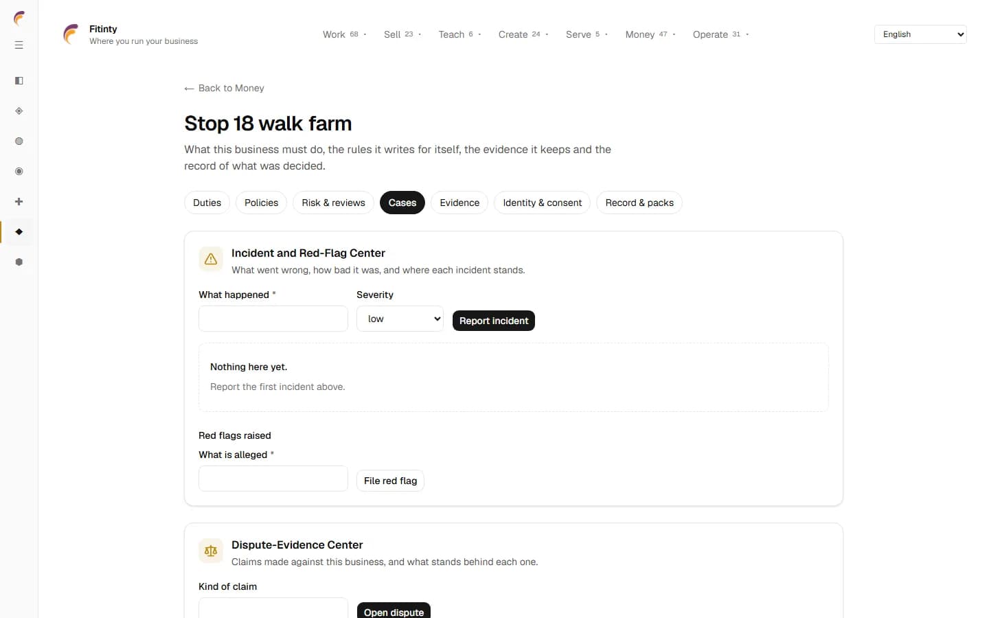 Compliance - Cases, a real screen from the running app.