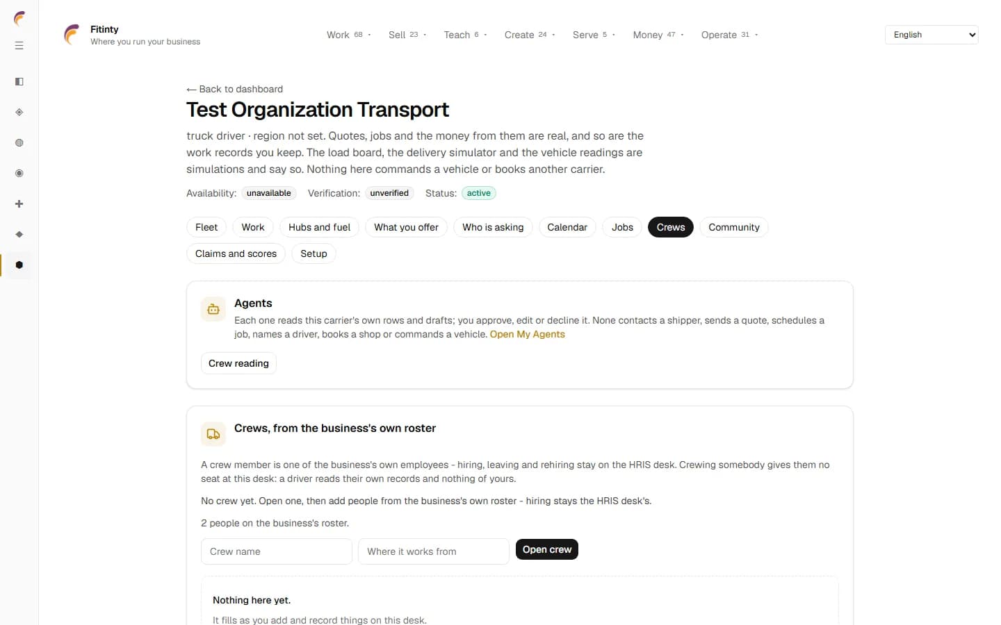Logistics - Crews, a real screen from the running app.