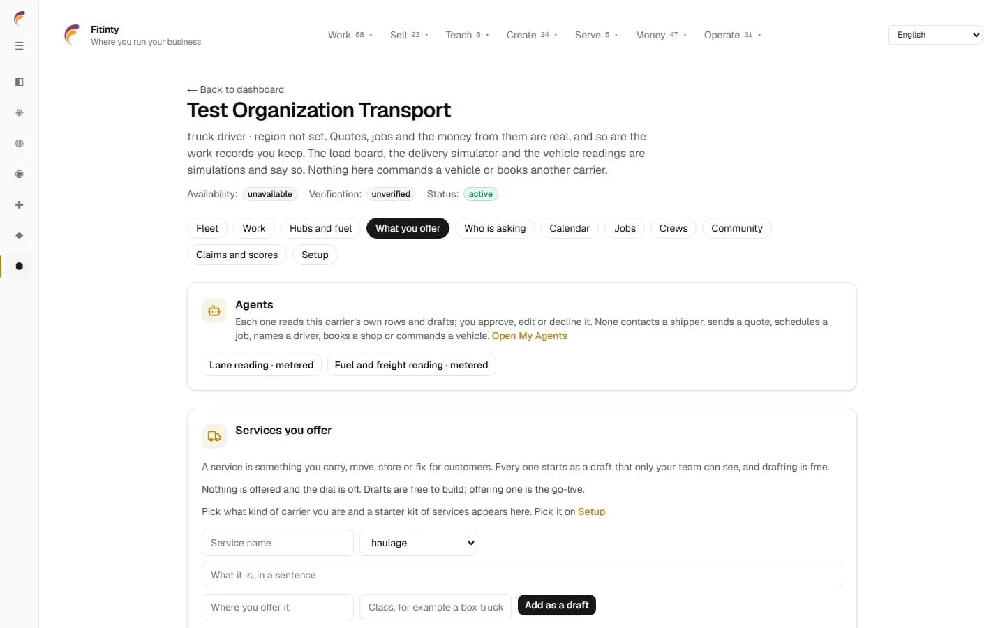 Logistics - What You Offer, реальный экран из запущенного приложения.