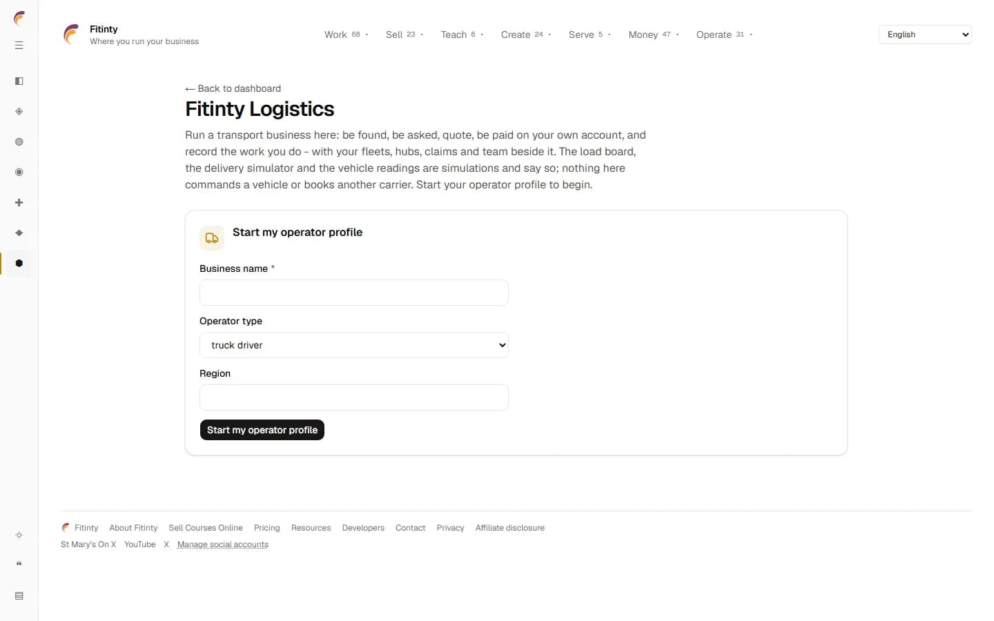 Fitinty Logistics, a real screen from the running app.