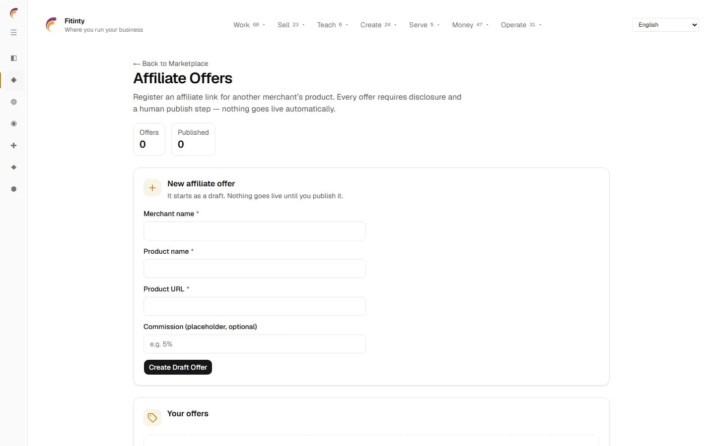 Affiliate Offers, ਚਲ ਰਹੇ ਐਪ ਦਾ ਇੱਕ ਅਸਲ ਸਕ੍ਰੀਨ.