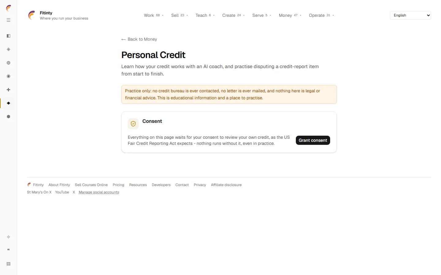 Personal Credit、実行中のアプリの実際の画面。