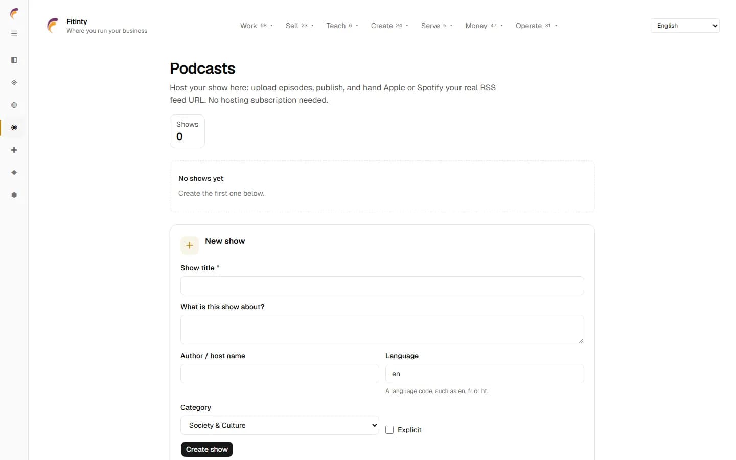 Podcast Studio, a real screen from the running app.