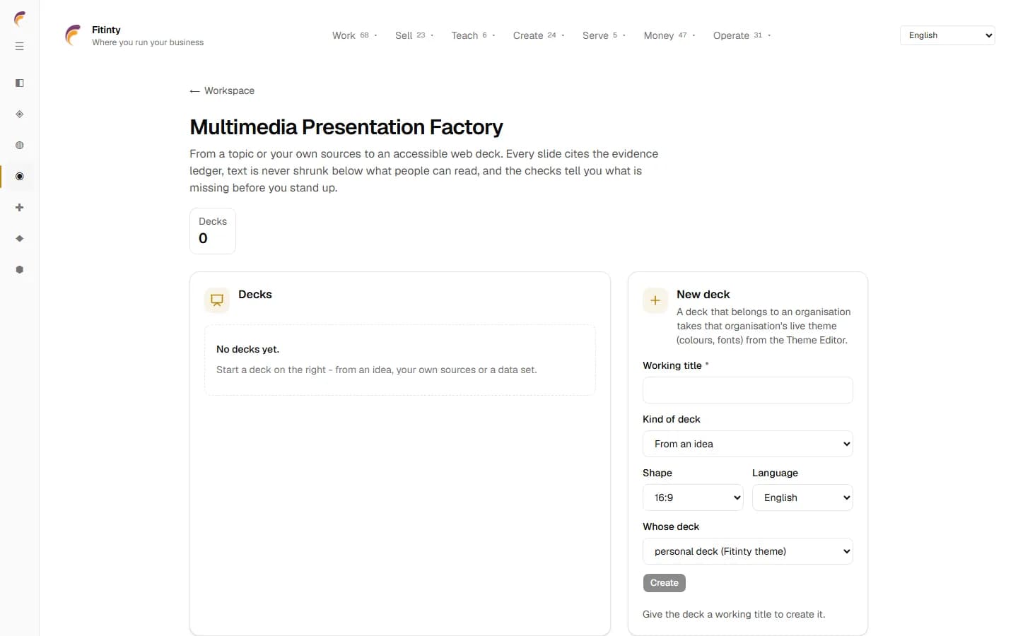 Presentation Factory, egy valódi képernyő a futó alkalmazásból.