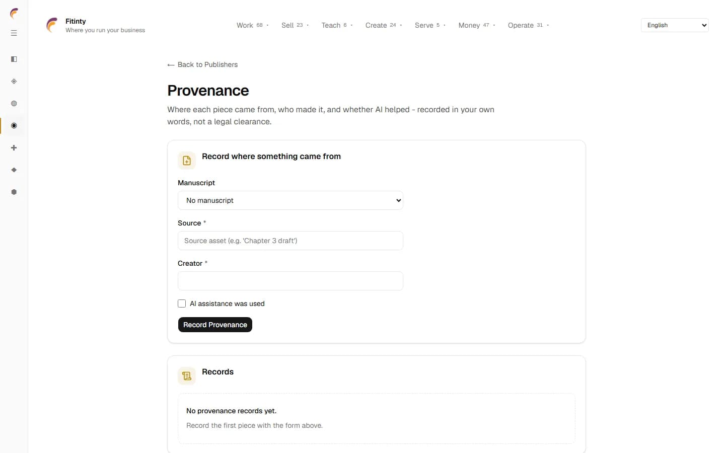 Publishing Provenance, চলমান অ্যাপ থেকে একটি আসল স্ক্রীন।