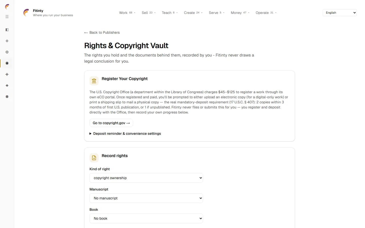 Rights & Copyright Vault, allon allo daga aikace-aikacen da ke gudana.