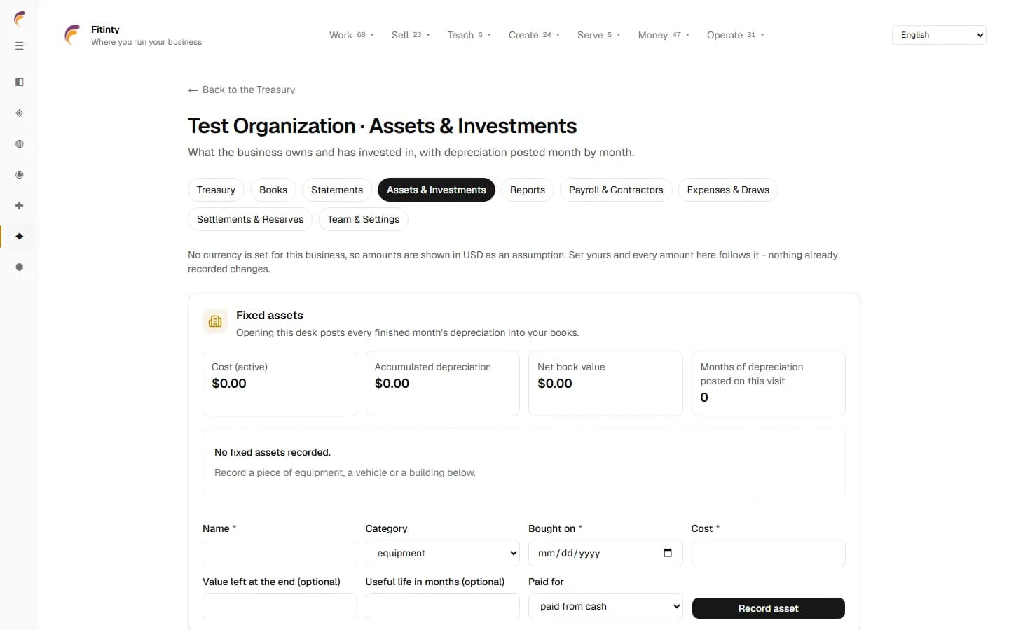 Assets & Investments, реальный экран из запущенного приложения.