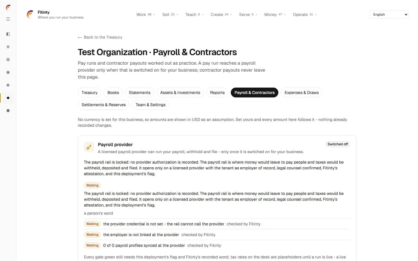 Payroll & Contractors, a real screen from the running app.