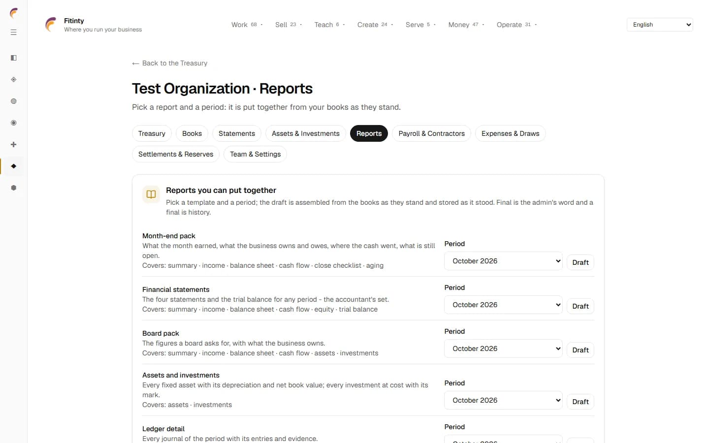Reports, หน้าจอจริงจากแอปที่กำลังทำงาน.