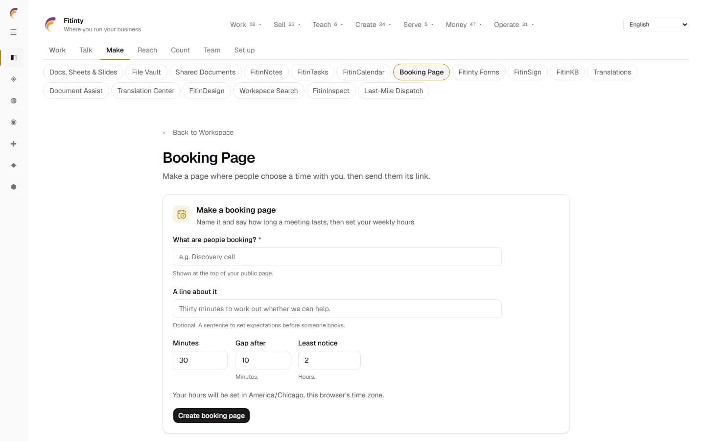 Booking Page, yon veritab ekran soti nan aplikasyon an ap mache.
