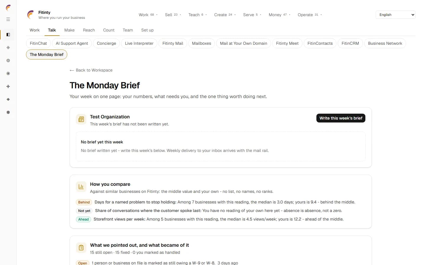 The Monday Brief, a real screen from the running app.