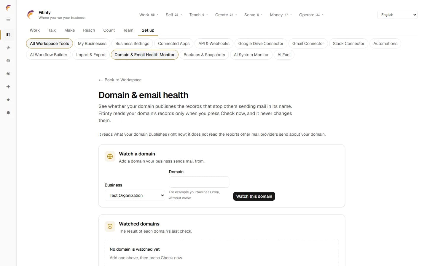 Domain & Email Health Monitor, ਚਲ ਰਹੇ ਐਪ ਦਾ ਇੱਕ ਅਸਲ ਸਕ੍ਰੀਨ.