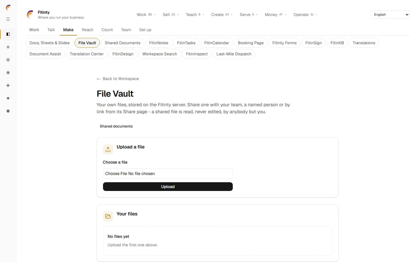 File Vault, a real screen from the running app.