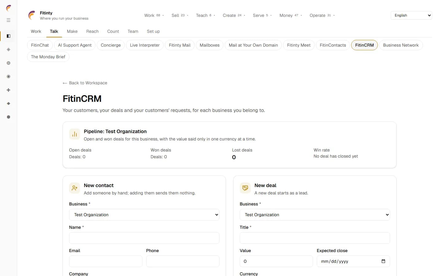 FitinCRM, 실행 중인 앱의 실제 화면입니다.