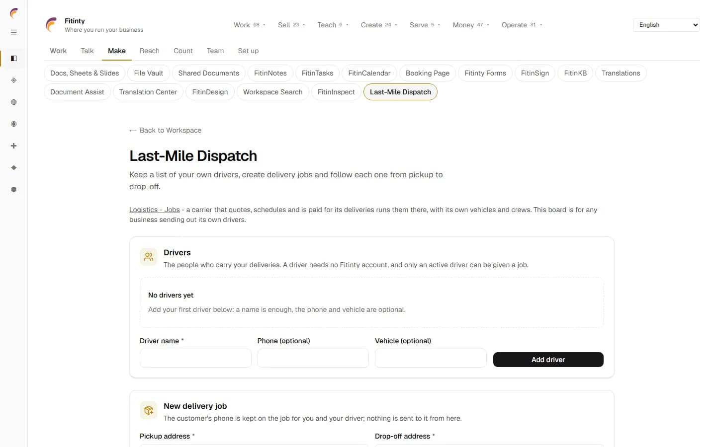Last-Mile Dispatch, a real screen from the running app.