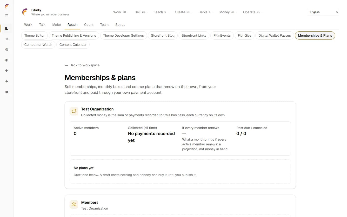 Memberships & Plans, ਚਲ ਰਹੇ ਐਪ ਦਾ ਇੱਕ ਅਸਲ ਸਕ੍ਰੀਨ.