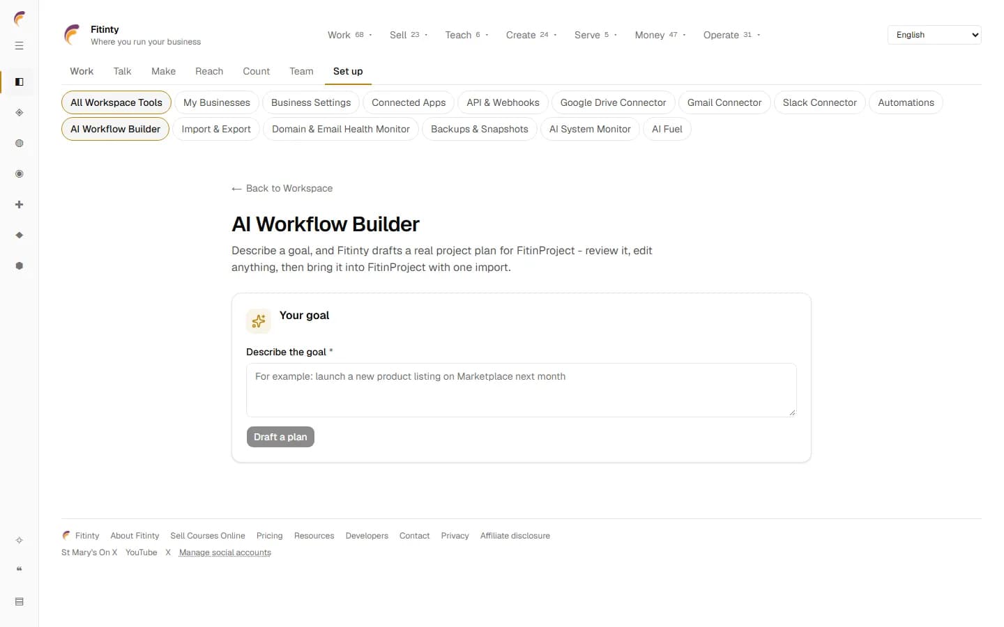 AI Workflow Builder, một màn hình thực từ ứng dụng đang chạy.