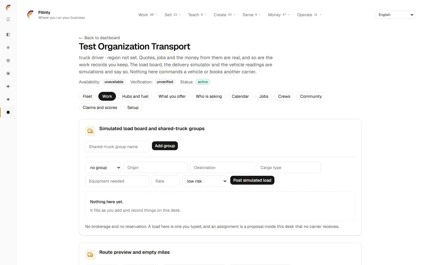 Logistics - Work, ein echener Bildschirm aus der laufenden App.