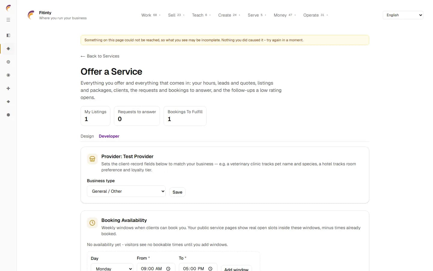 Offer a Service, a real screen from the running app.