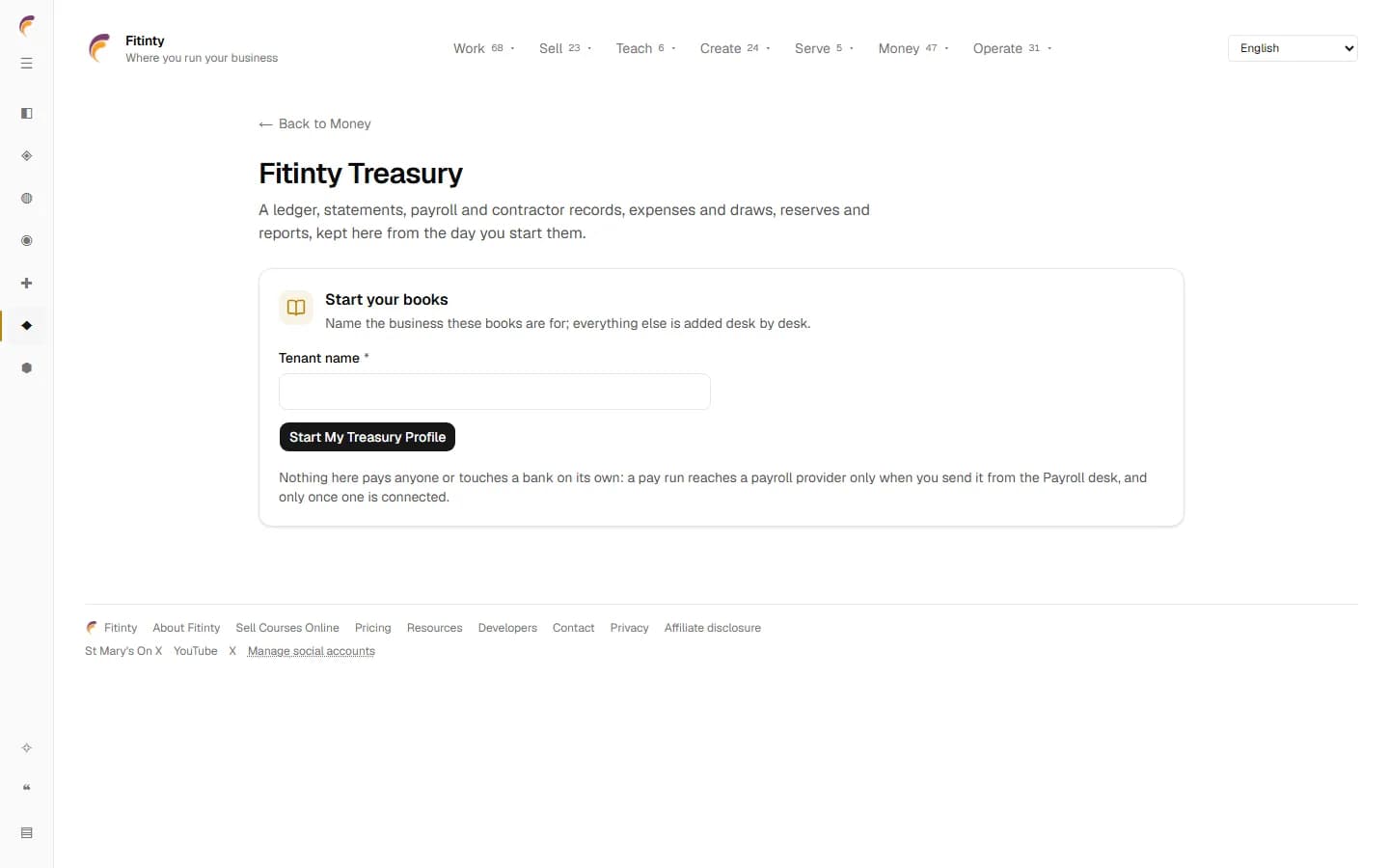 Treasury, a real screen from the running app.