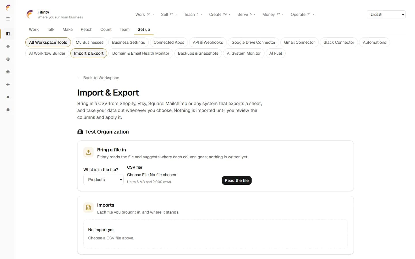 Import & Export, a real screen from the running app.