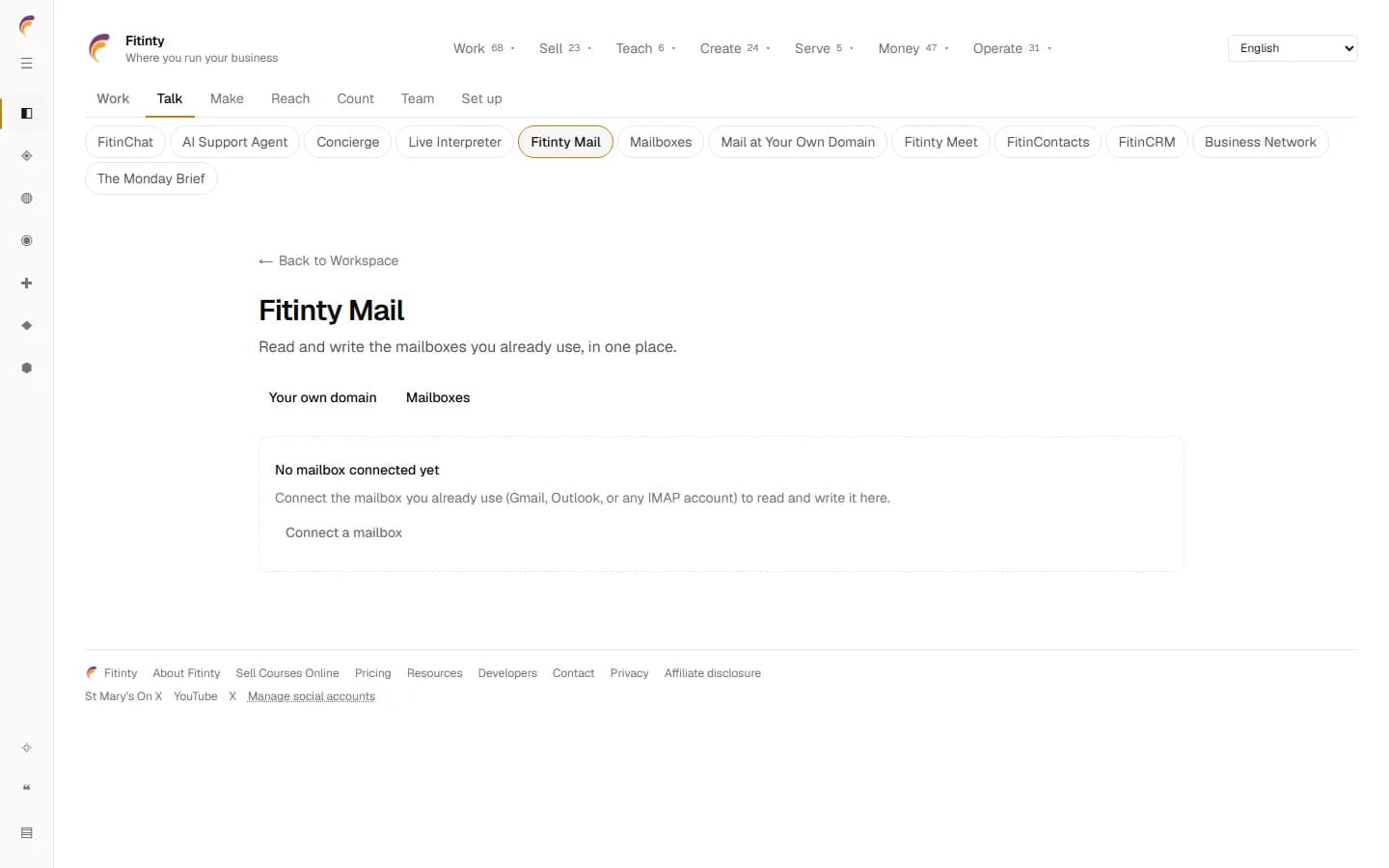 Fitinty Mail, a real screen from the running app.