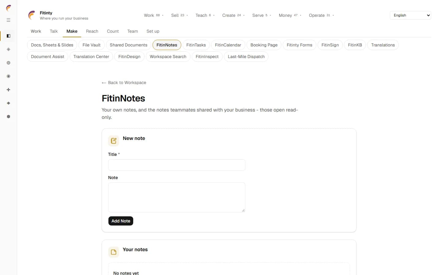 FitinNotes, a real screen from the running app.